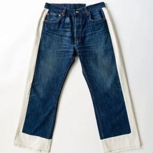 B SIDES Indigo and Ivory Straight Leg Jeans